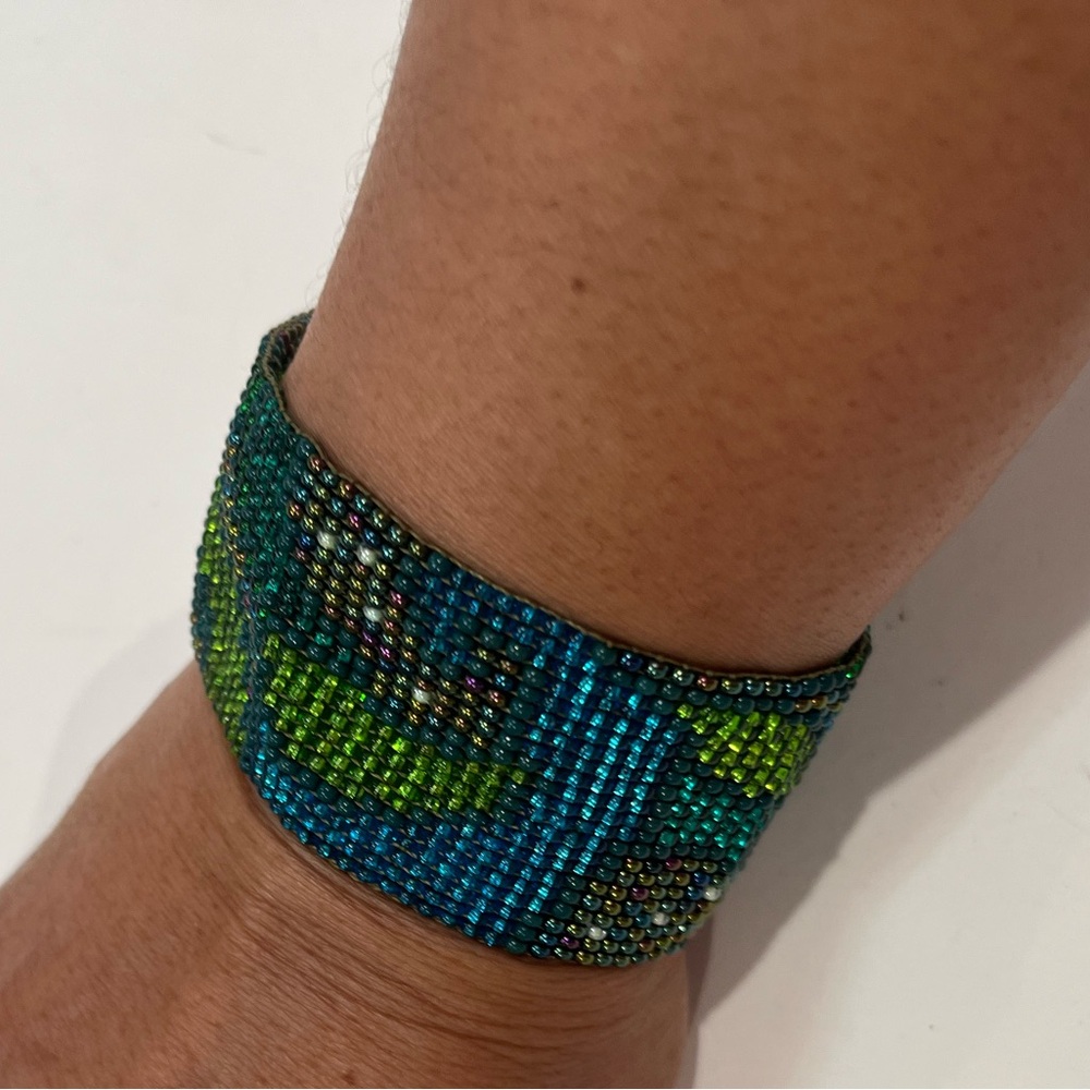Unbranded Turquoise‎ & Green Glass Seed Bead Bracelet